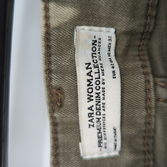 Zara Acid Wash Skinny Denim Jeans Green 10 military army y2k casual hipster - Picture 4 of 6